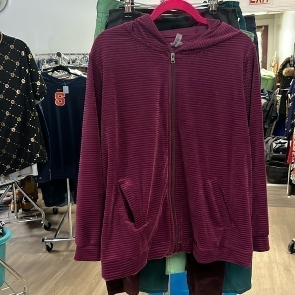 Cascade blue women’s 2X purple Valore striped zip up
